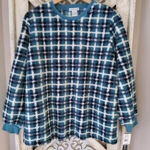 Hasting & Smith Plaid Fleece Pullover 1X Cozy Cottagecore Sweatshirt